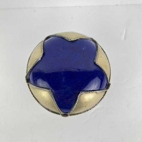 Cobalt Blue Glazed Terra Cotta Moroccan Safi Pottery Container Jar - Picture 2 of 7